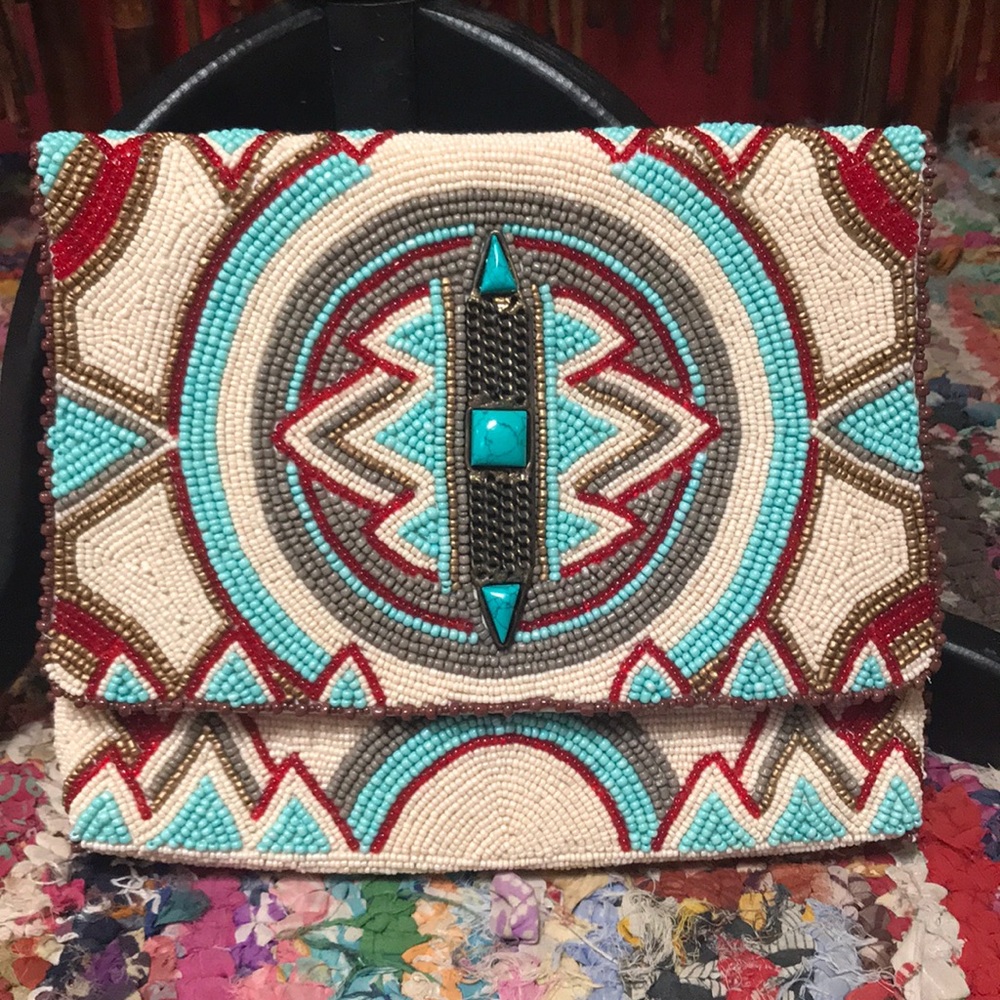 Mary Frances Native Time Traveler beaded clutch
